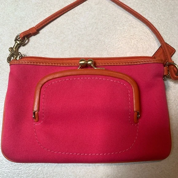 Coach Graphic Pink and Orange Wristlet - Picture 5 of 9
